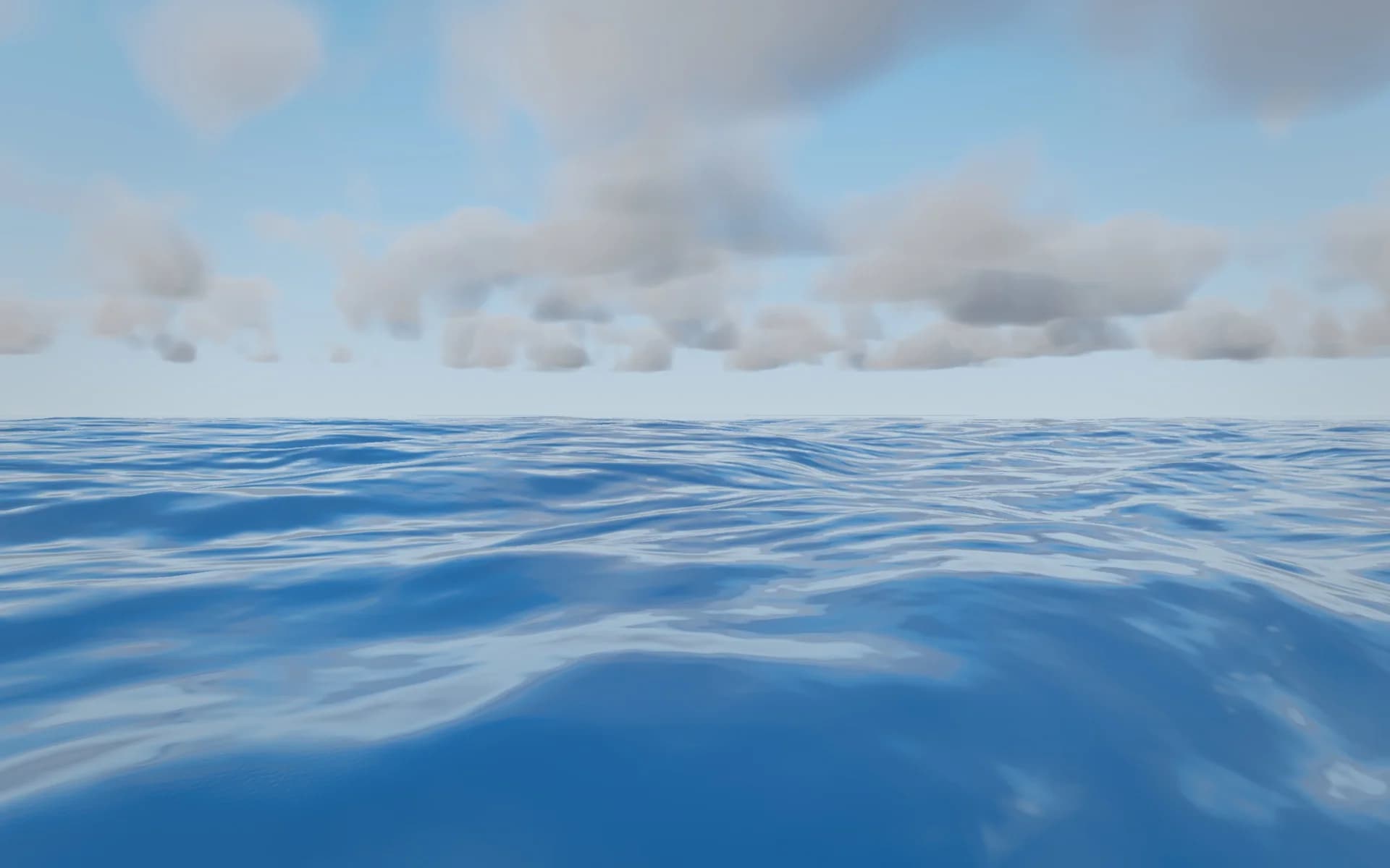 A blue ocean and clouds on the horizon in Wif