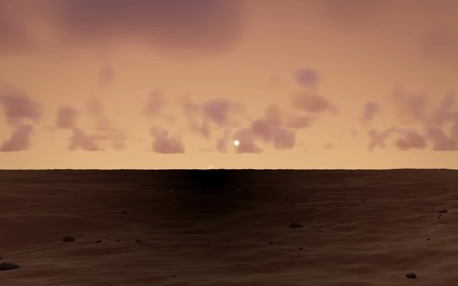 A warm sunset over an ocean in a Wif star system